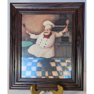 Set Of 3 Brown Framed Chef Art Pieces, 11" x 13"